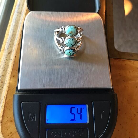 Natural Blue Moon Turquoise Sterling Silver Ring Size 5.75 - Picture 8 of 10